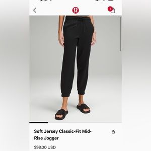 lululemon soft jersey mid rise jogger